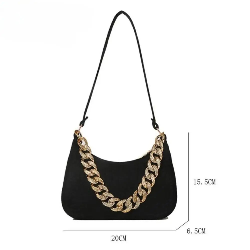 Luxury Metal Chain Shoulder Handbag Elegant Clutch