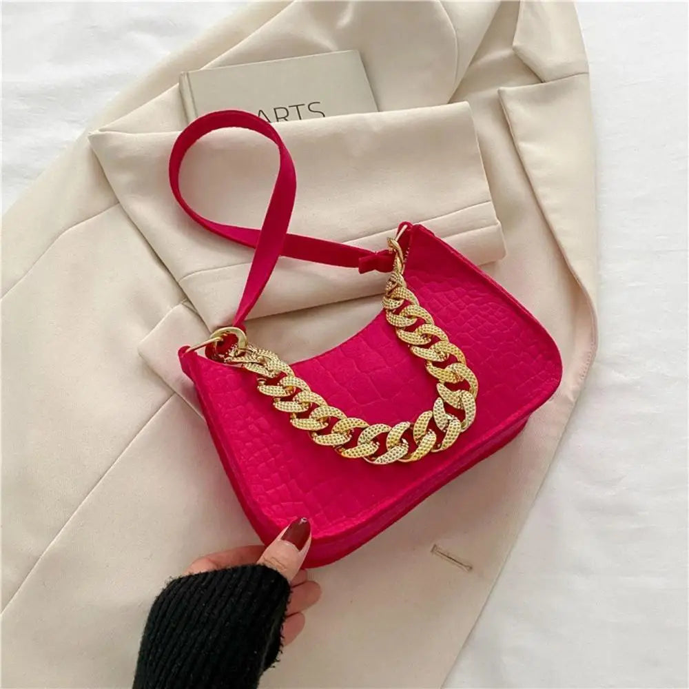 Luxury Metal Chain Shoulder Handbag Elegant Clutch