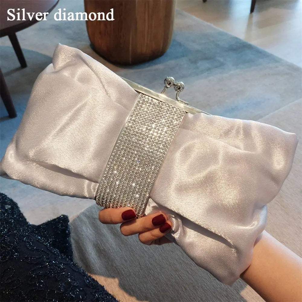 Luxury Rhinestone Bow Evening Clutch Bag