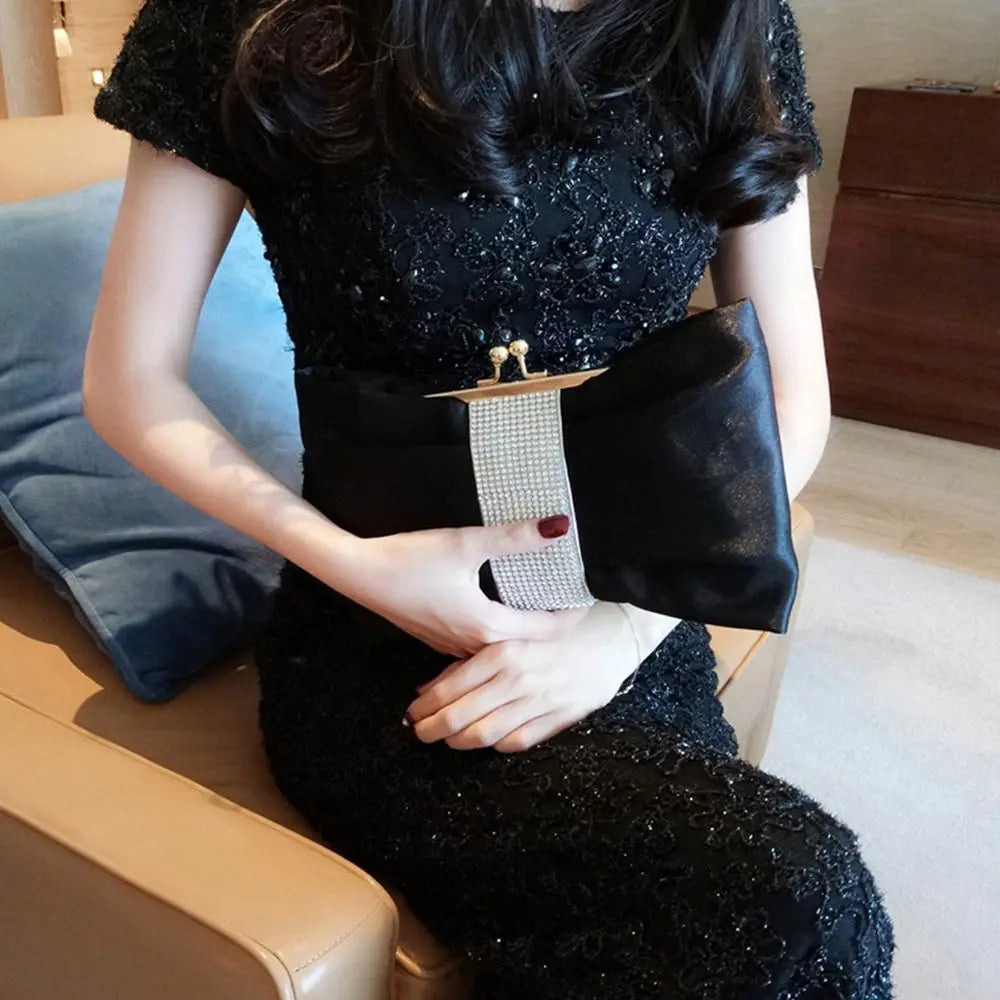 Luxury Rhinestone Bow Evening Clutch Bag