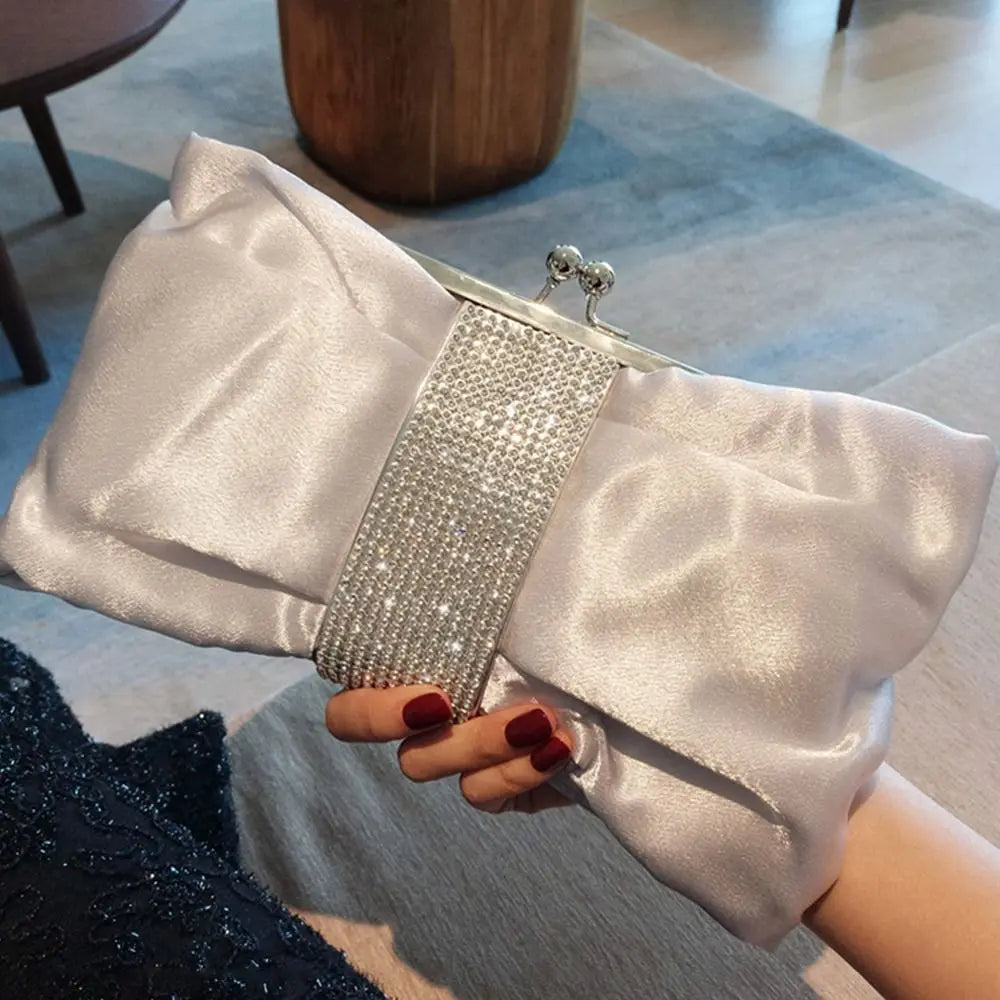 Luxury Rhinestone Bow Evening Clutch Bag