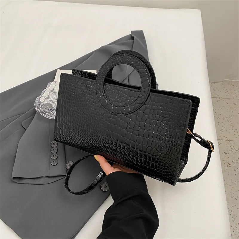 Crocodile Pattern PU Leather Crossbody Handbag