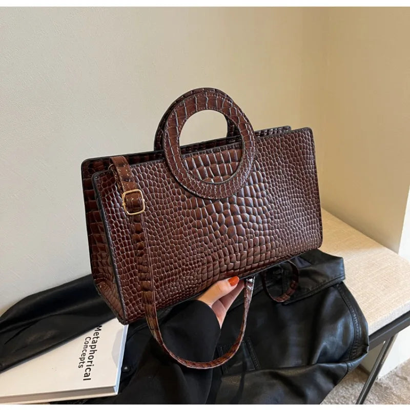 Crocodile Pattern PU Leather Crossbody Handbag