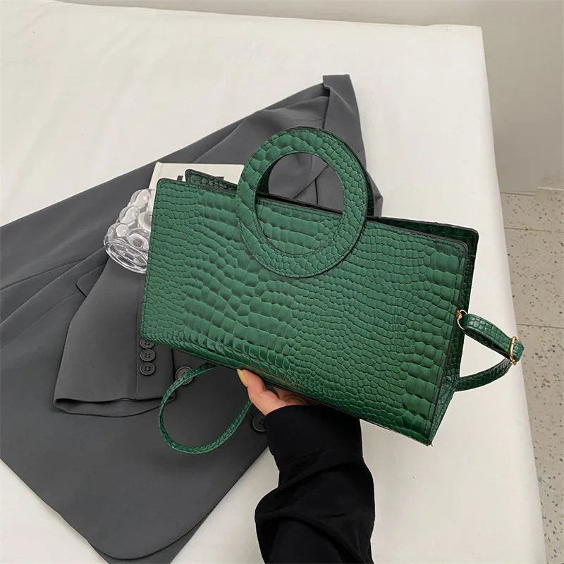Crocodile Pattern PU Leather Crossbody Handbag