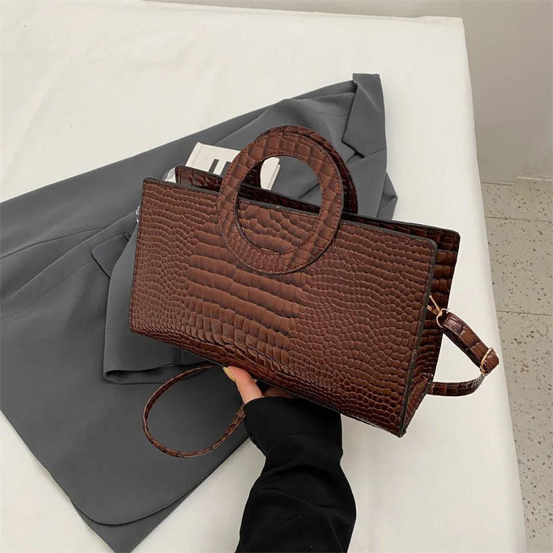 Crocodile Pattern PU Leather Crossbody Handbag