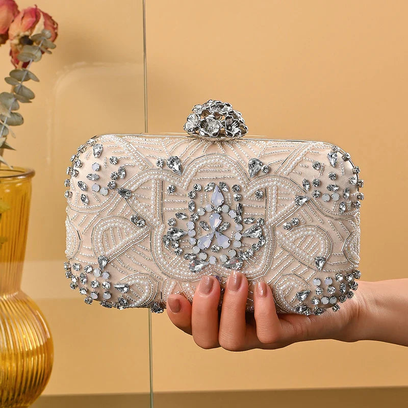 Designer Diamond Evening Crystal Clutch Rhinestone Wedding Party Bag