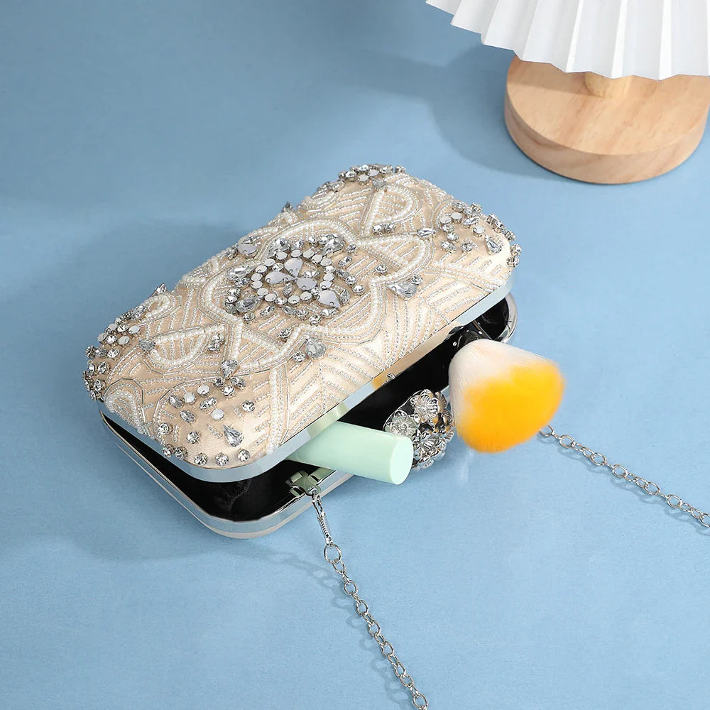 Designer Diamond Evening Crystal Clutch Rhinestone Wedding Party Bag