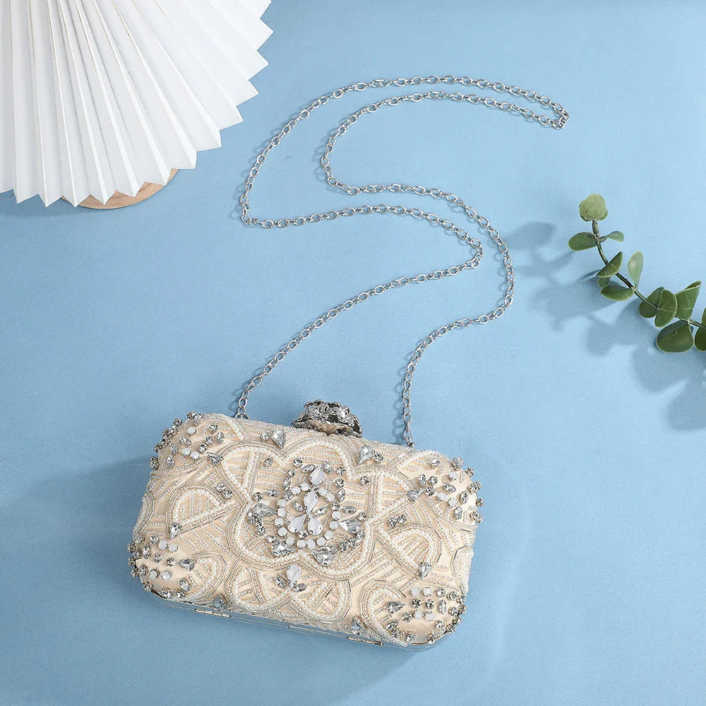 Designer Diamond Evening Crystal Clutch Rhinestone Wedding Party Bag