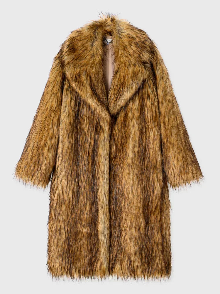 Luxury Fox Coat Long Overcoat