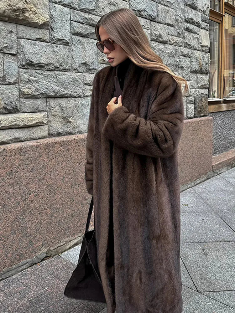 Luxury Fox Coat Long Overcoat
