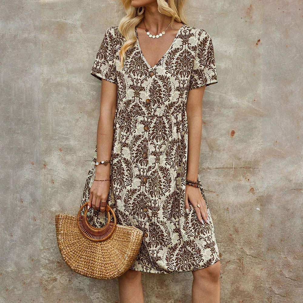 M Floral Casual Slim Summer Sundress