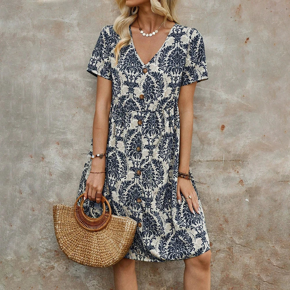 M Floral Casual Slim Summer Sundress