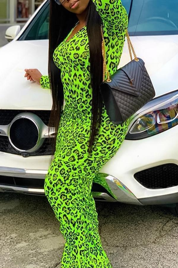 Fashion Animal print Long Sleeved Hooded Maxi Dress  Fashionpara