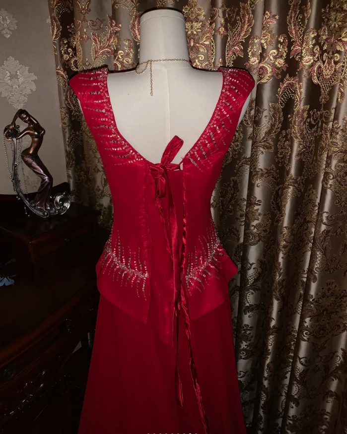 Glitter V Neck Sleeveless Satin Tulle Beaded Mermaid Long Evening Dress Party Gown D1749