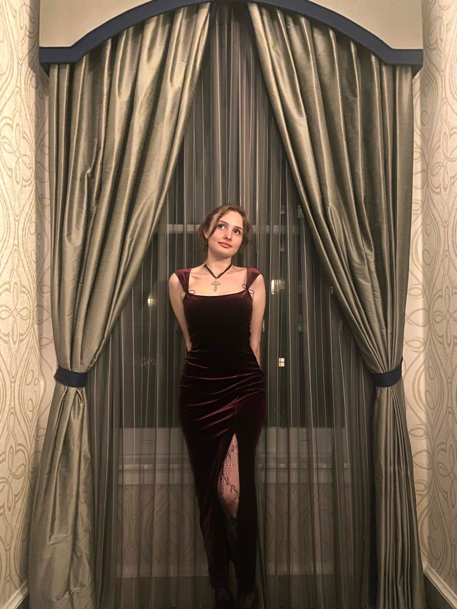 Vintage Burgundy Velvet Slit Mermaid Long Party Dress Formal Wedding Guest Dress D1509