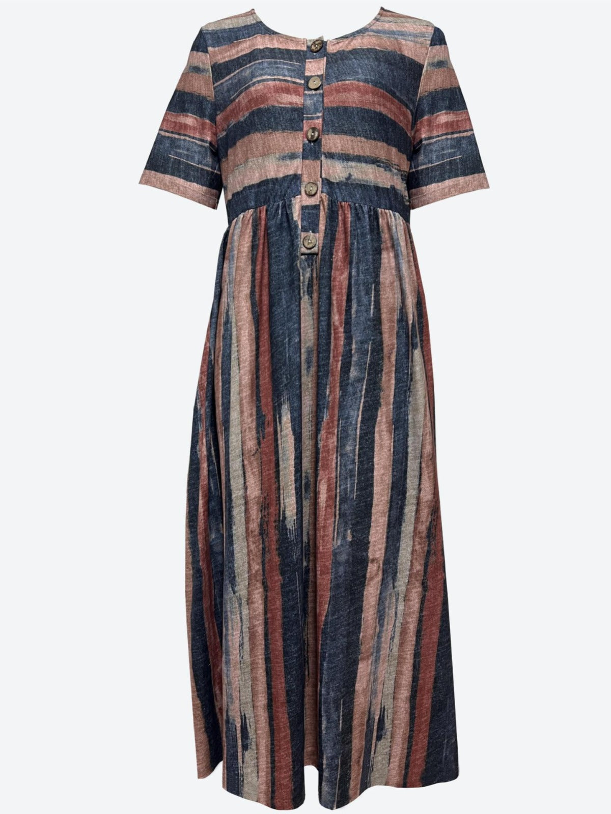 Color Block Short Sleeve Midi Dress - View 2