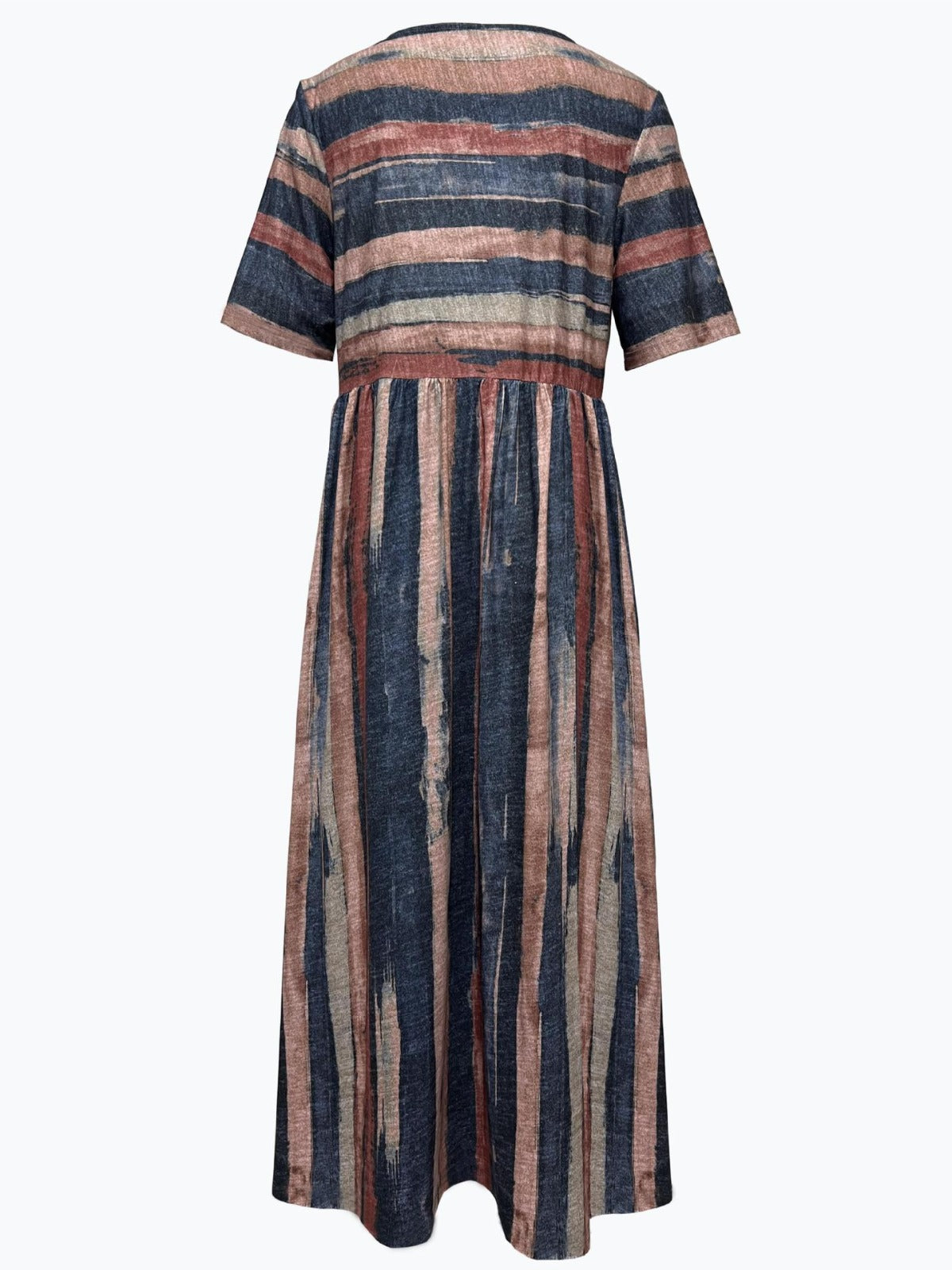 Color Block Short Sleeve Midi Dress - View 3
