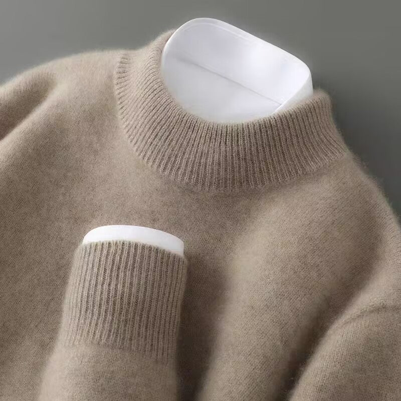 Mock Neck Ribbed Trim Knit Sweater 2