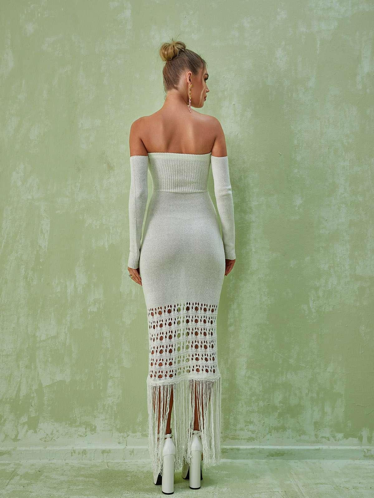 Malti Off Shoulder Fringe Maxi Dress