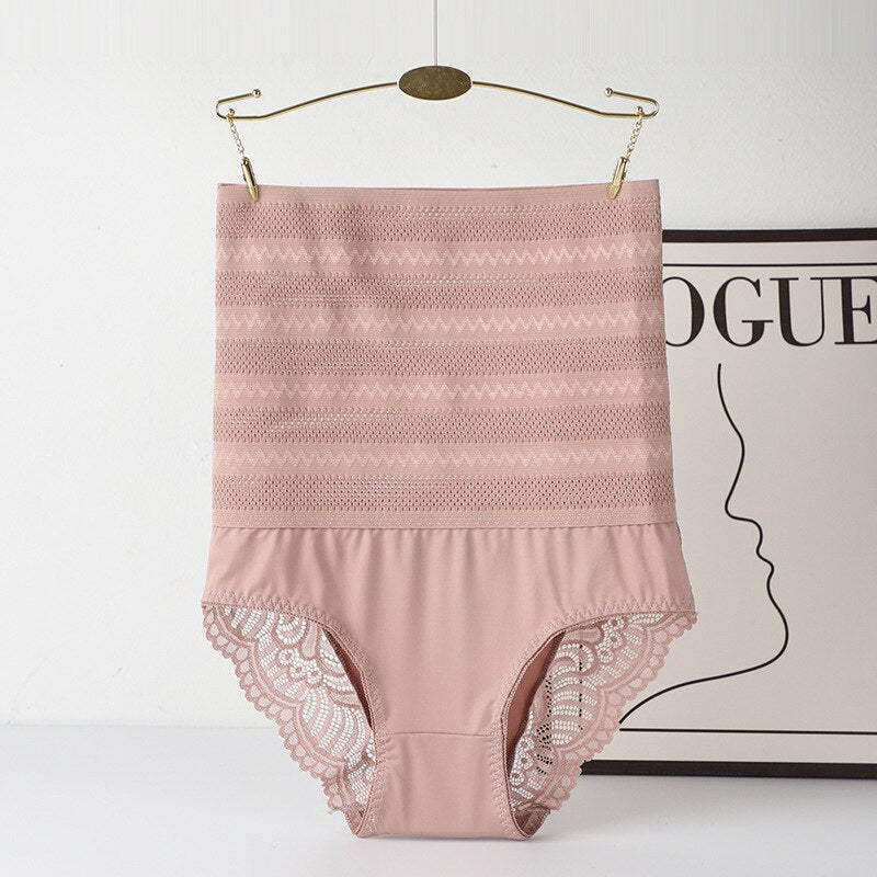 High Waist Shaping Panties Lace Breathable Body Shaper Slimming Tummy Underwear Plus Size Butt Lifter Seamless Brie