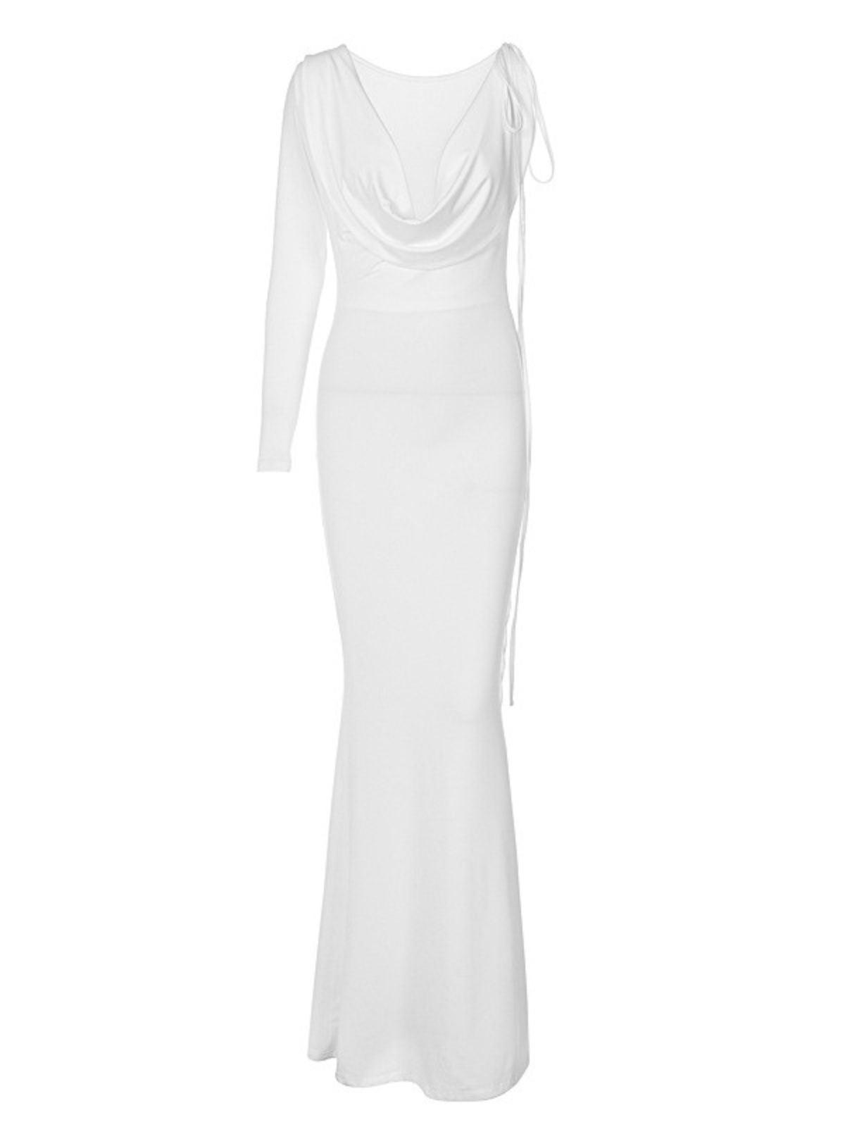 Meliora One Shoulder Backless Maxi Dress In White