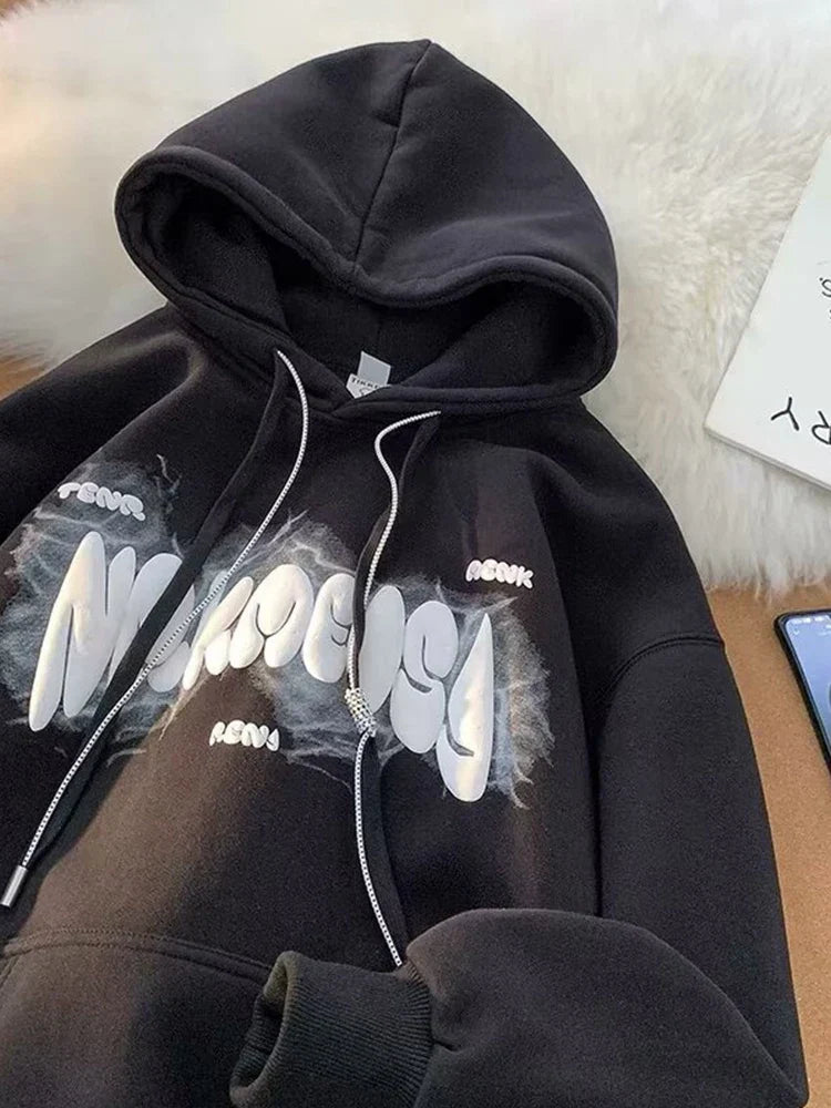 Goth Letter Print Y2K Vintage Hoodie