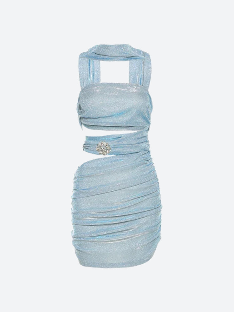 Glitter Strapless Cut-Out Ruched Bodycon Mini Dress 3