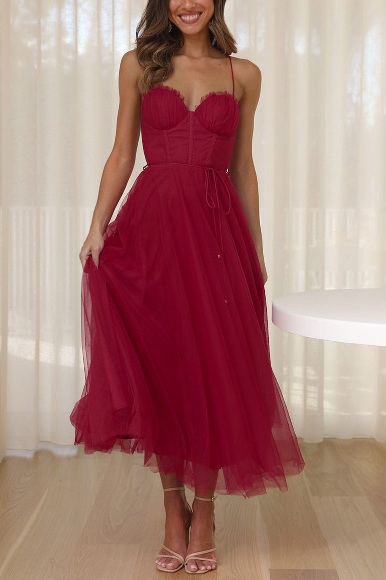 Mesh Corset Lace-up Cami Dress - Fashionpara