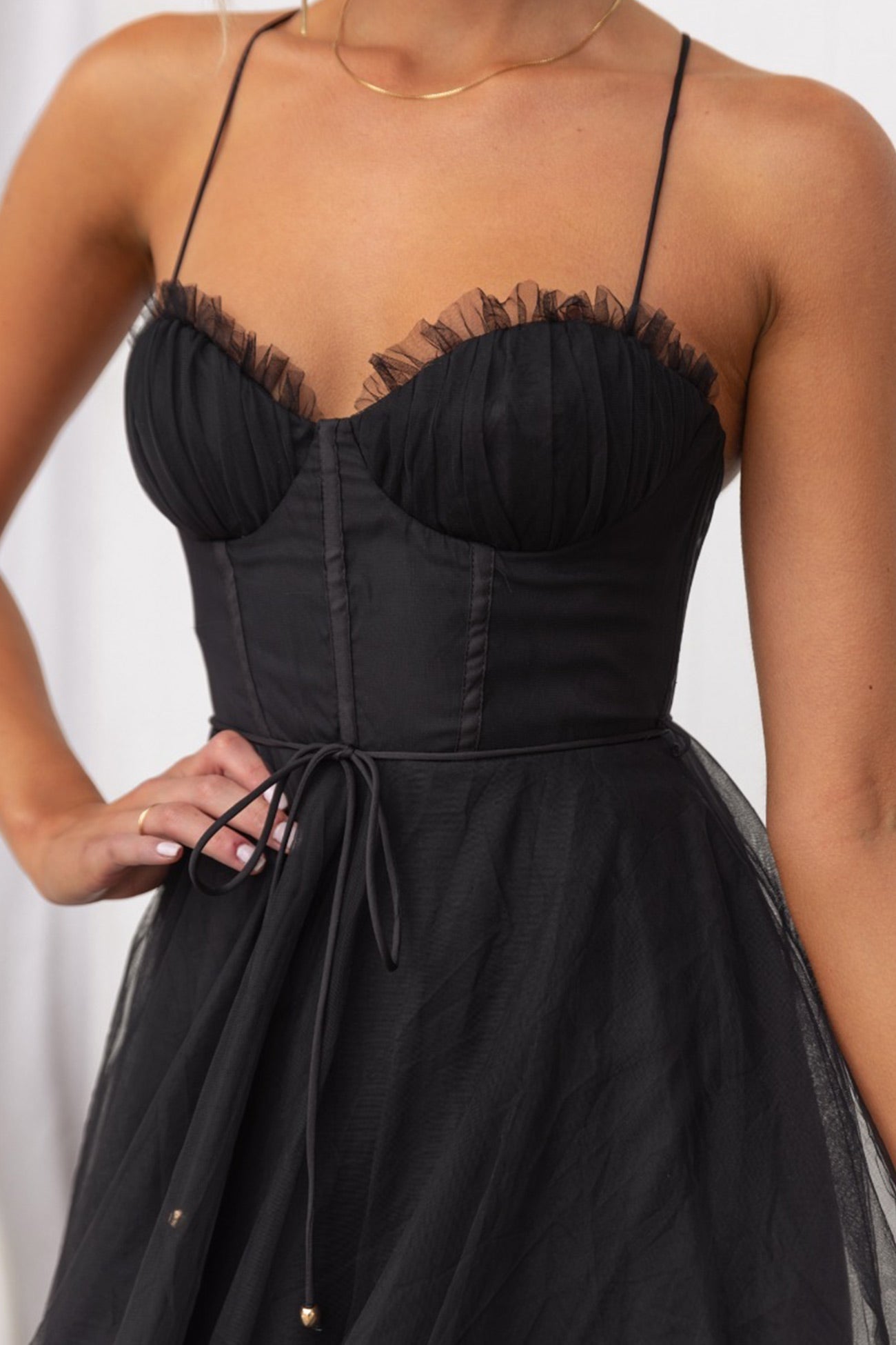 Mesh Corset Lace-up Cami Dress - Fashionpara