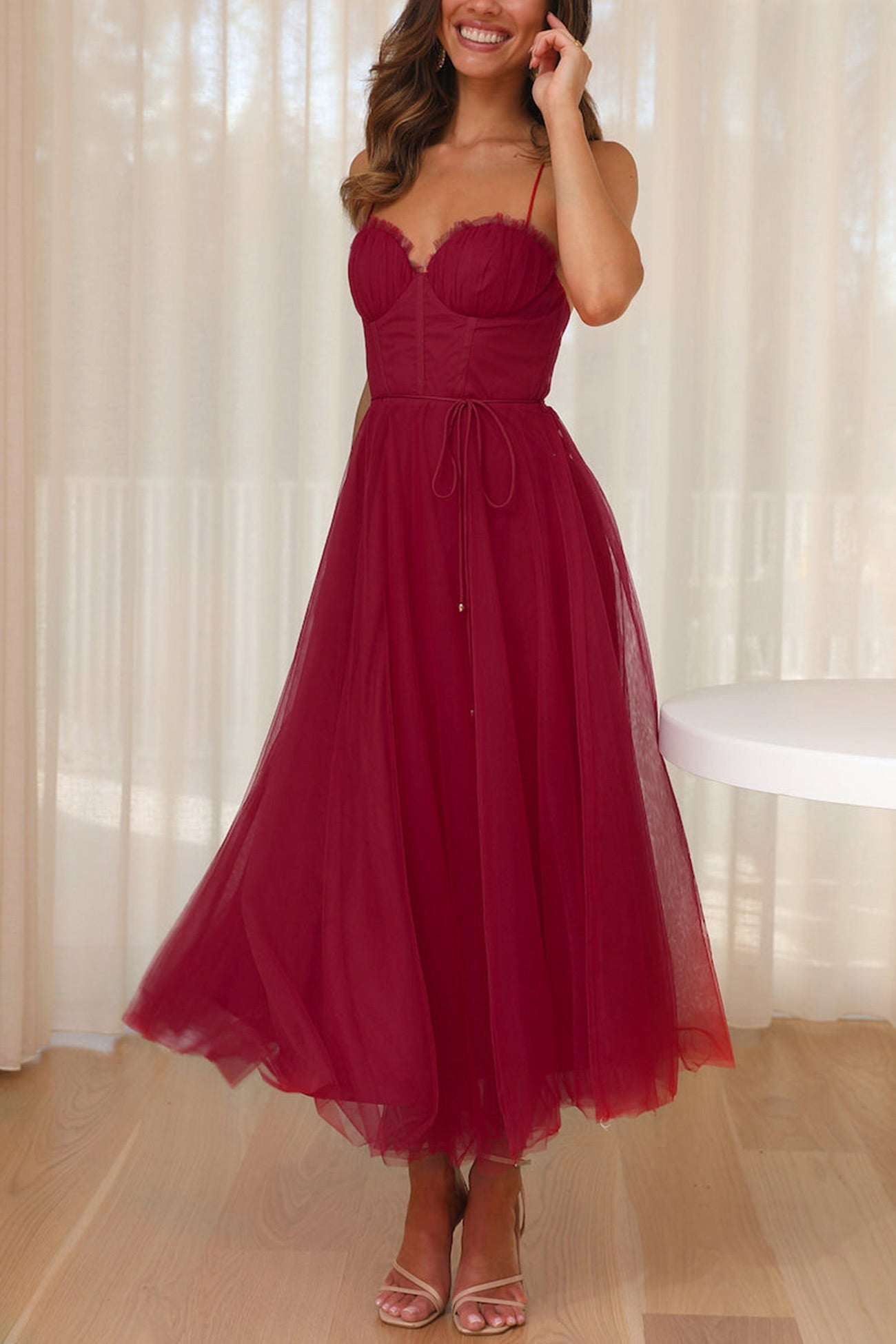 Mesh Corset Lace-up Cami Dress - Fashionpara