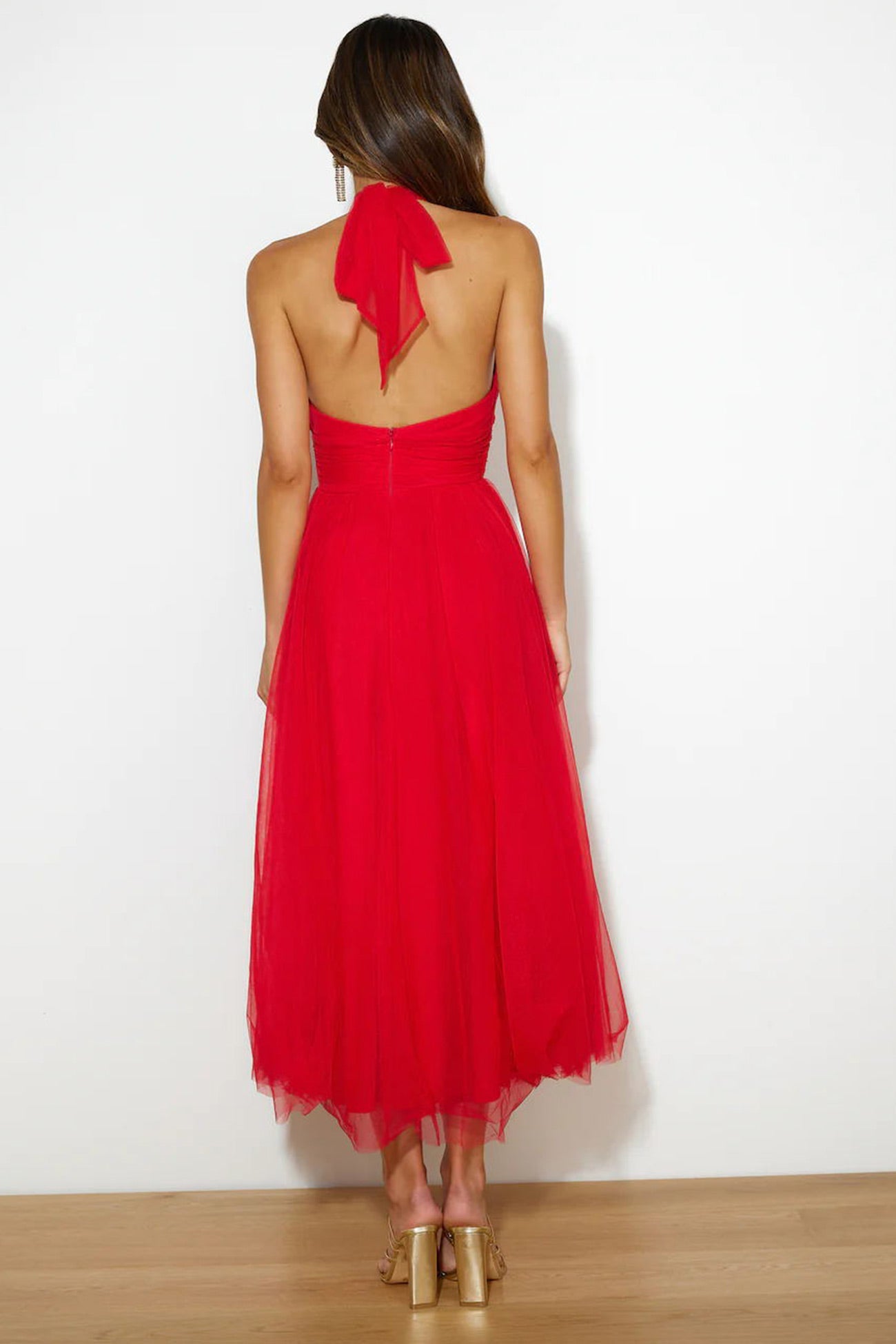 Mesh Halter Neck High Waist Maxi Dress