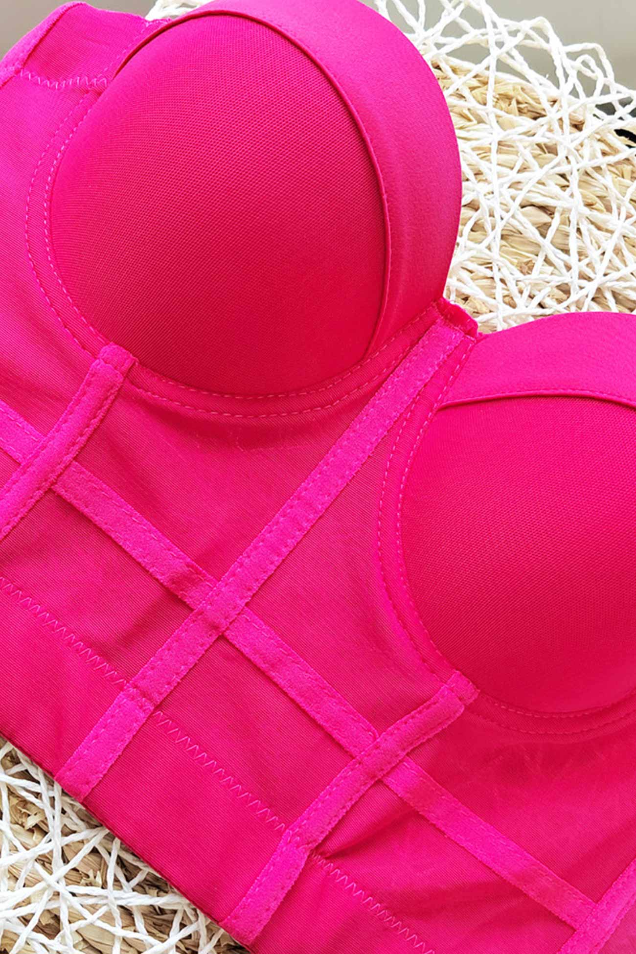 Mesh Patchwork Corset Cami Top - Fashionpara