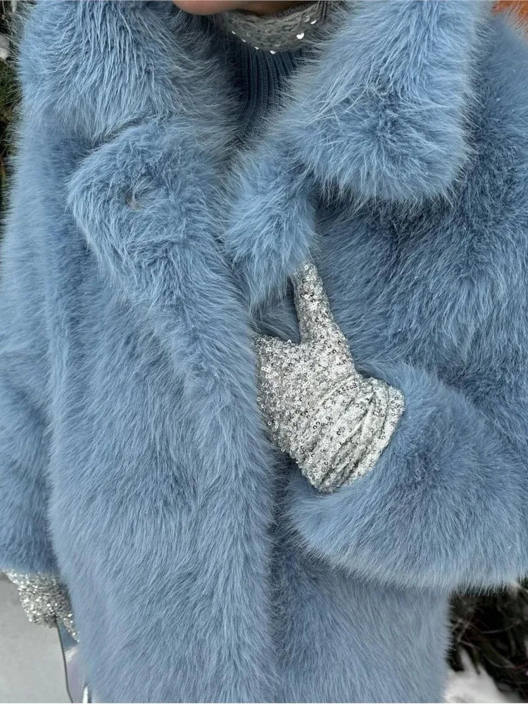 Mid-Length Faux Fur Plush ImiTation Coat