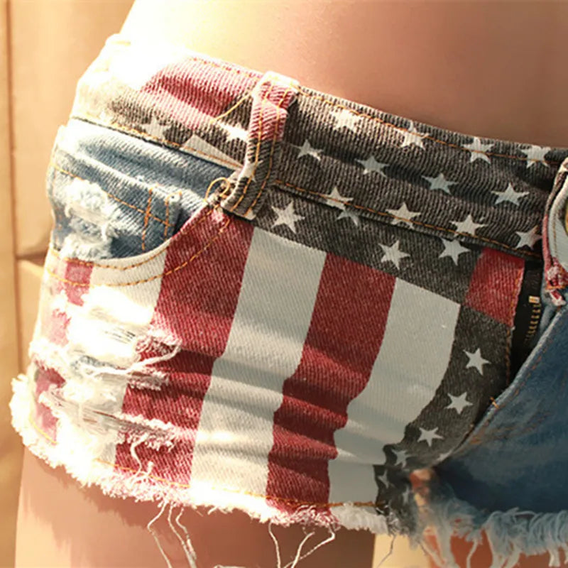 USA Flag Printed Pole Dance Short