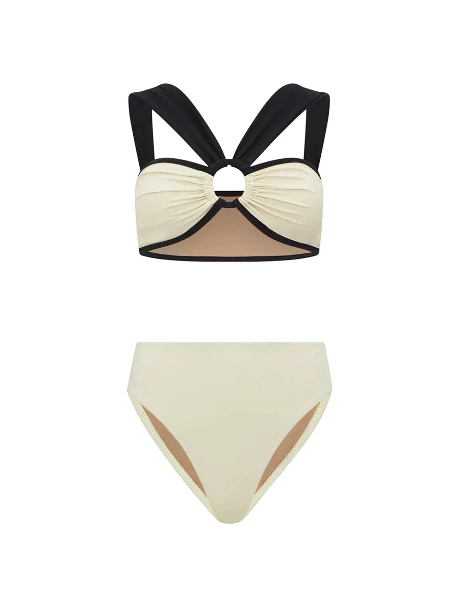 Milky White Cut-out Stylish Swimsuit One Piece