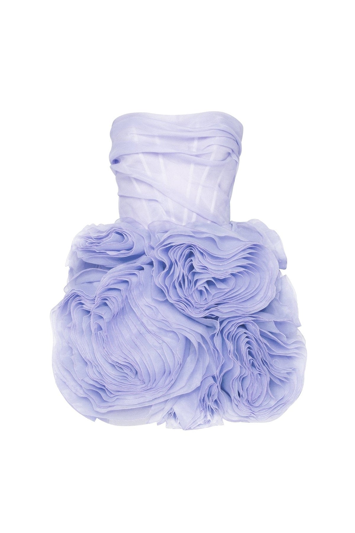 Appliqud Organza Stylish Lavender Mini Dress - XXS / Lavender - Dress
