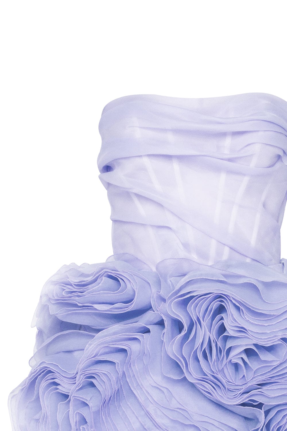 Organza Strapless Rosette Bubble Ruffle Mini Dress 7