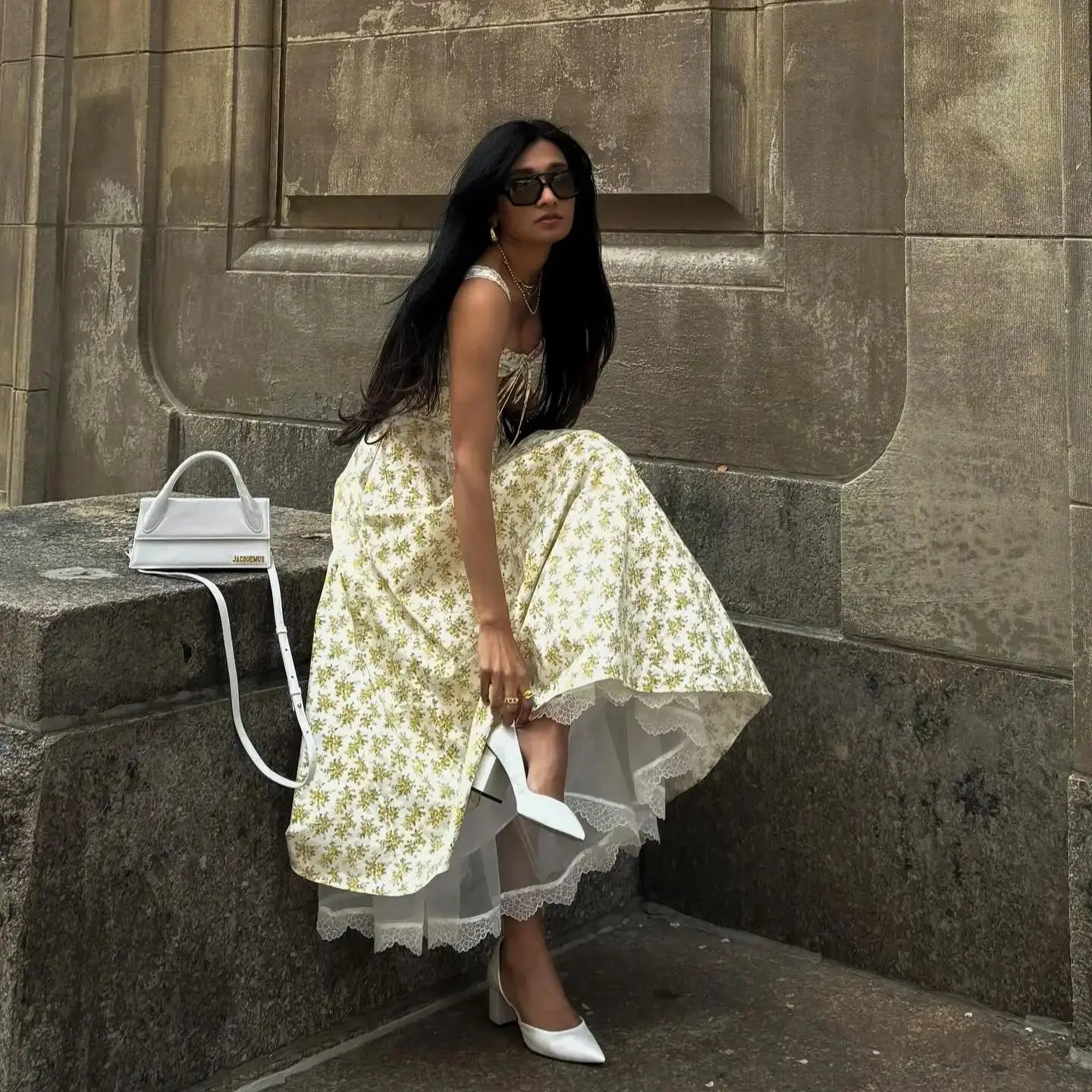 Elegant Floral Print Summer Midi Dress