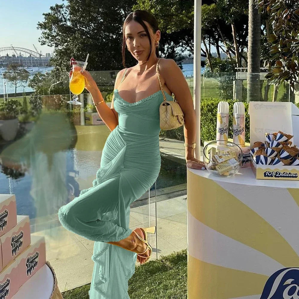 Mingmingxi IrRegular Ruffle Vacation Dress