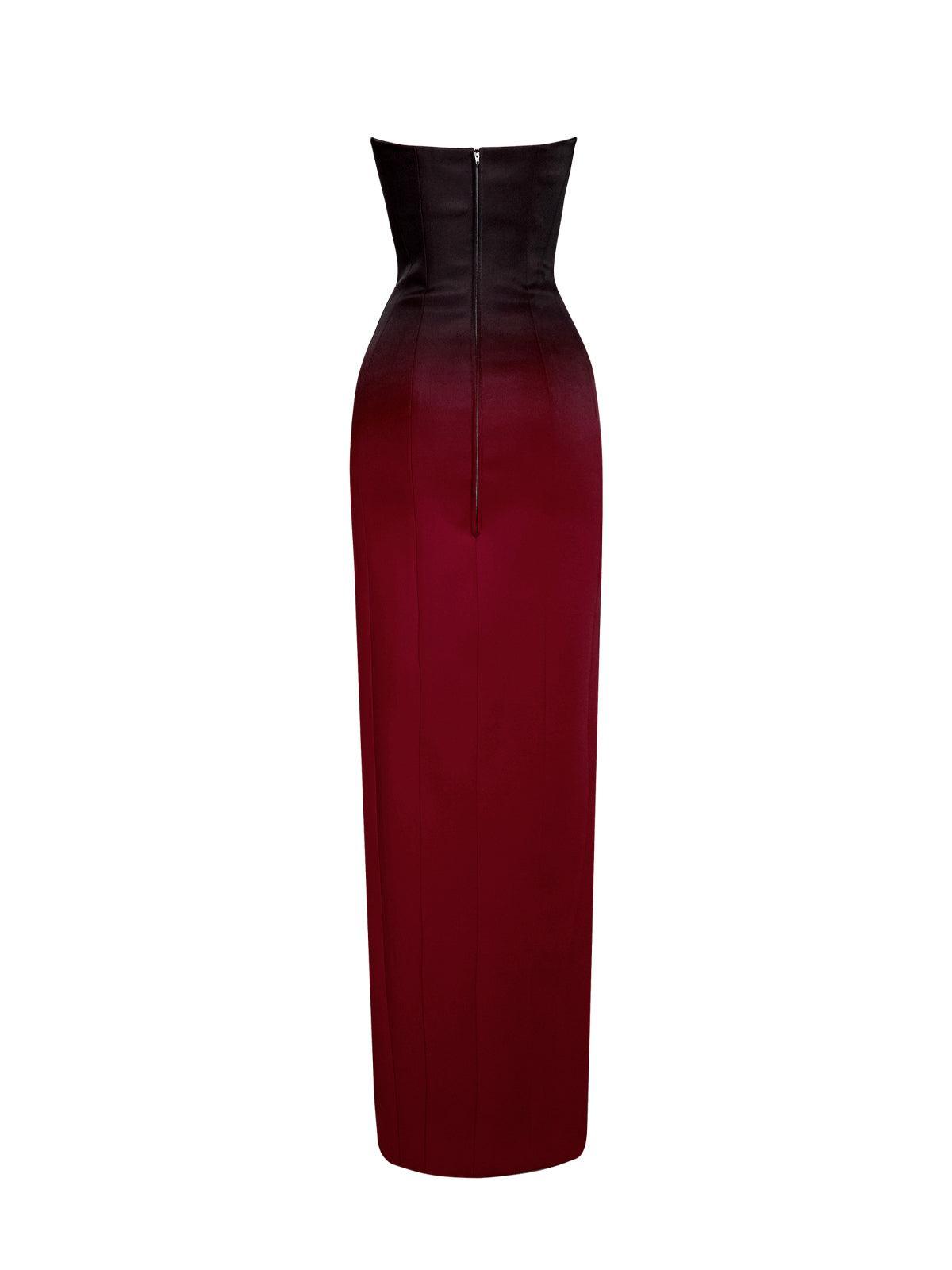 Ombre Strapless Front-Slit Bodycon Maxi Dress 7