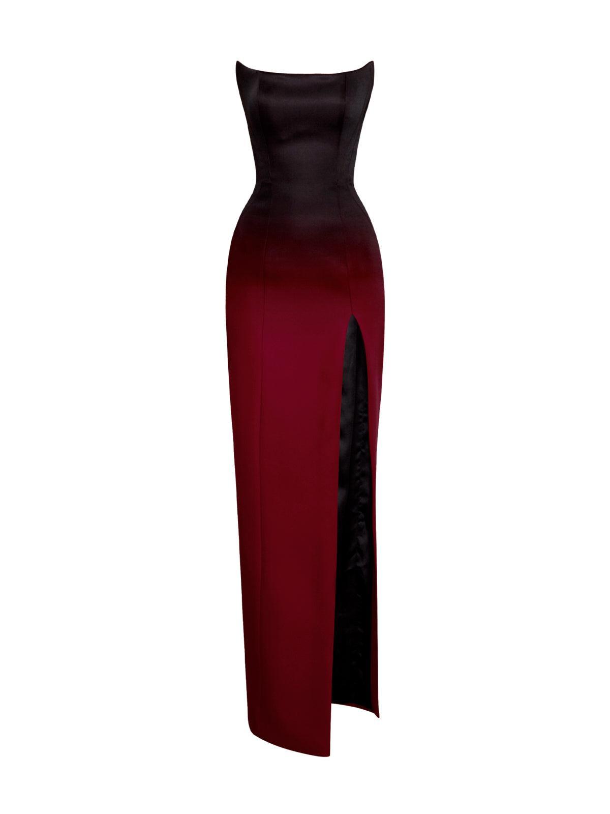 Ombre Strapless Front-Slit Bodycon Maxi Dress 6