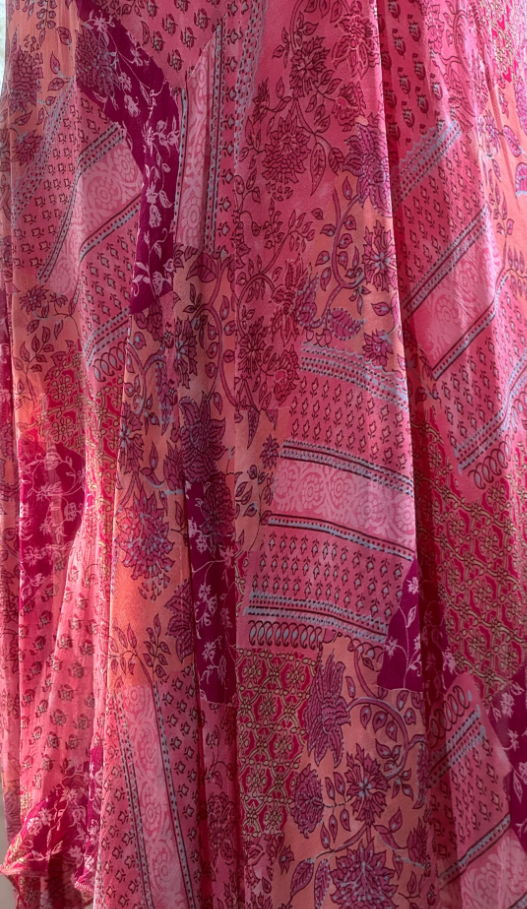 Unique Pink Spaghetti Straps Chiffon V Neck Mermaid Party Dress Long Prom Dress D978