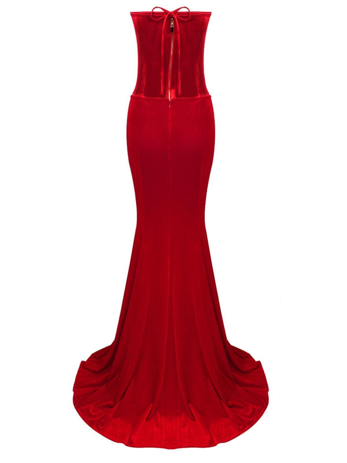 Natalia Strapless Velvet Maxi Dress - View 8