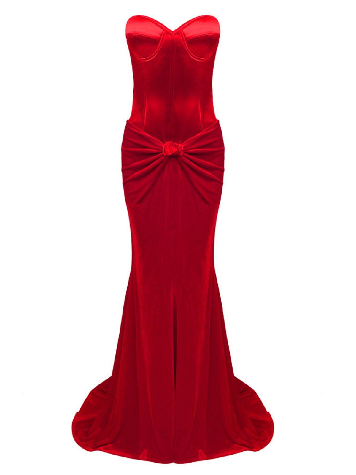 Natalia Strapless Velvet Maxi Dress - View 6