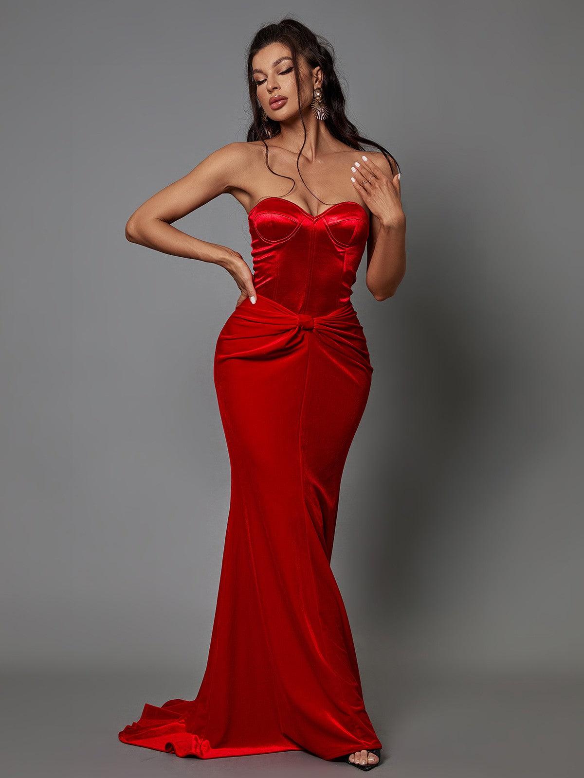 Natalia Strapless Velvet Maxi Dress - View 2