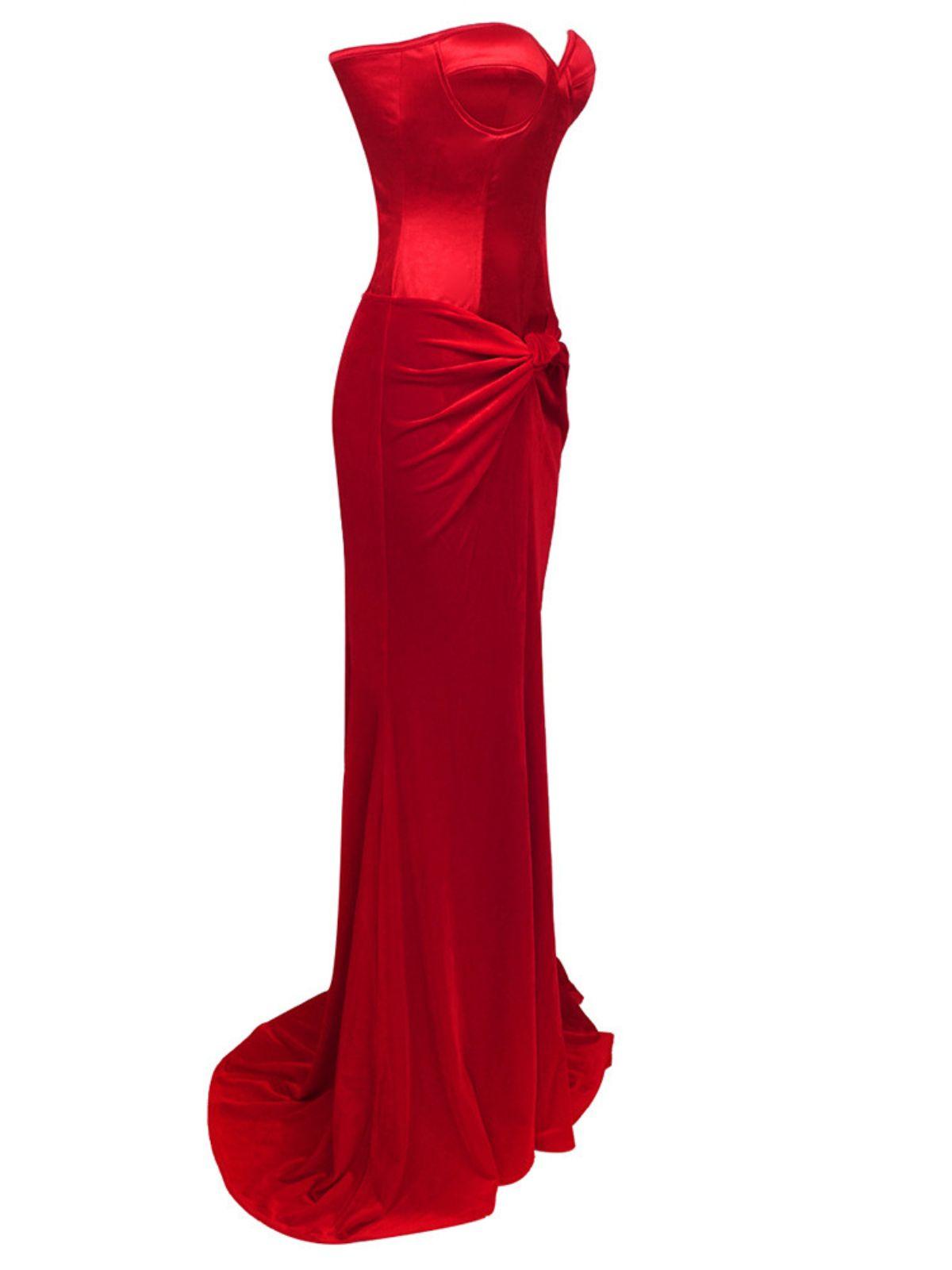 Natalia Strapless Velvet Maxi Dress - View 7