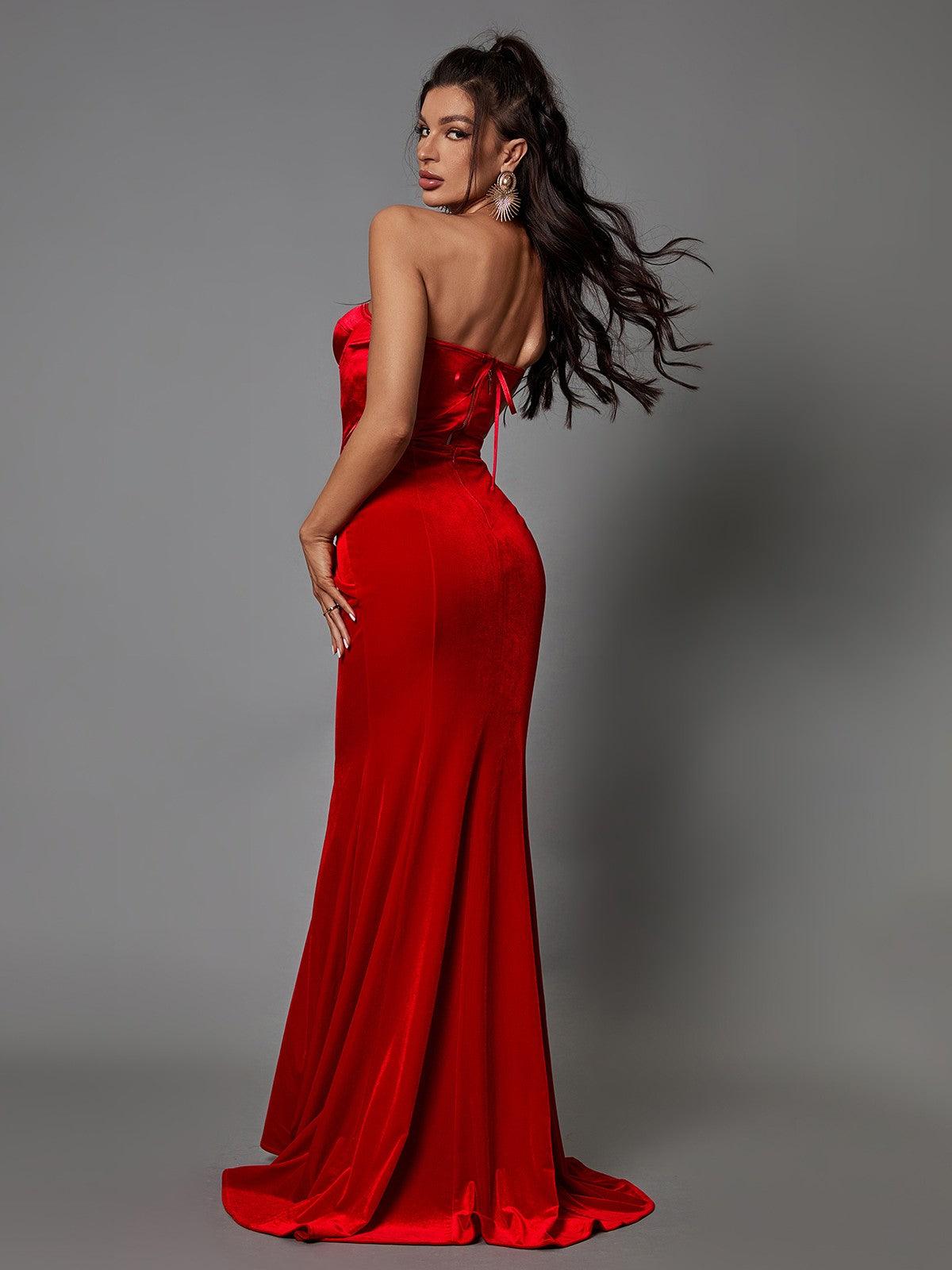 Natalia Strapless Velvet Maxi Dress - View 5