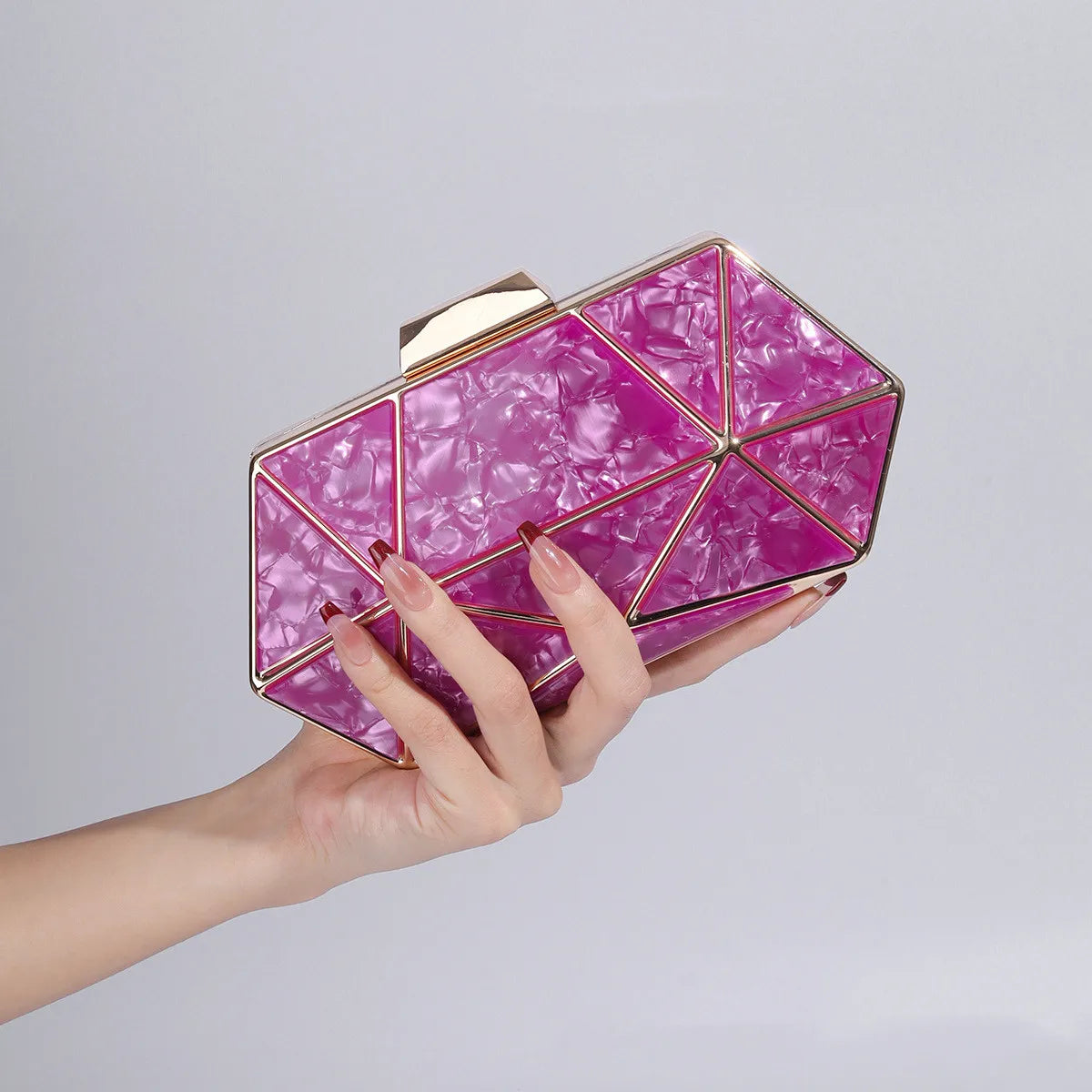 Acrylic Metal Diamond Evening Clutch Crossbody Bag