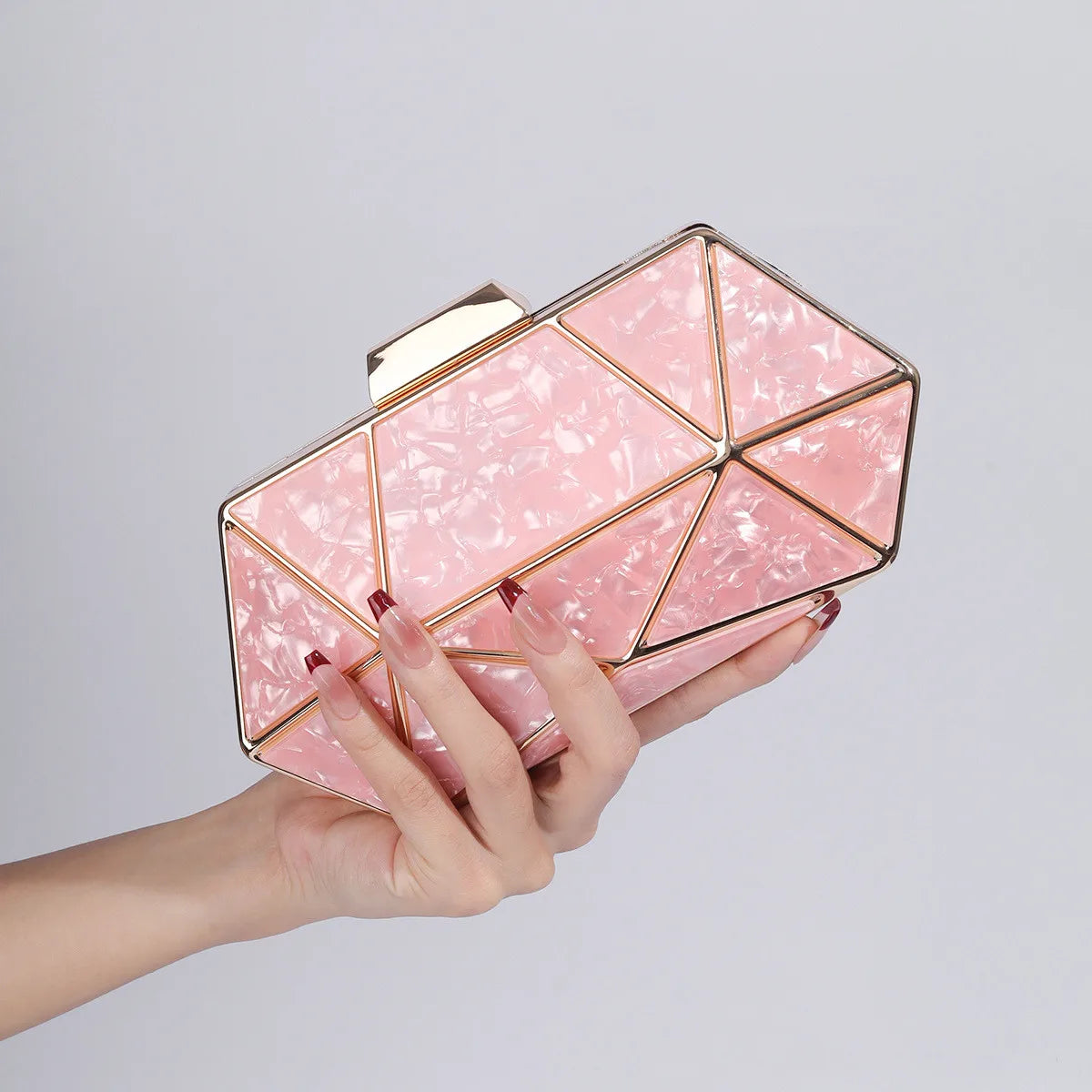 Acrylic Metal Diamond Evening Clutch Crossbody Bag