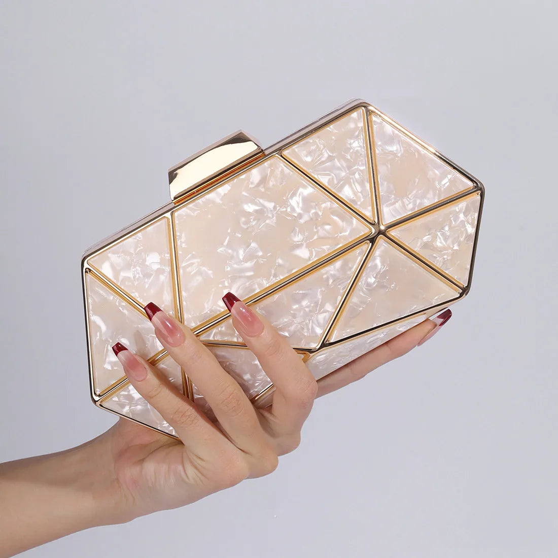 Acrylic Metal Diamond Evening Clutch Crossbody Bag